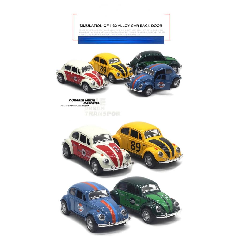 1/32 Scale Beetle Alloy Car Diecasts Metal Classic Toy Model with Pull Back Function Vehicles for Child Gifts
