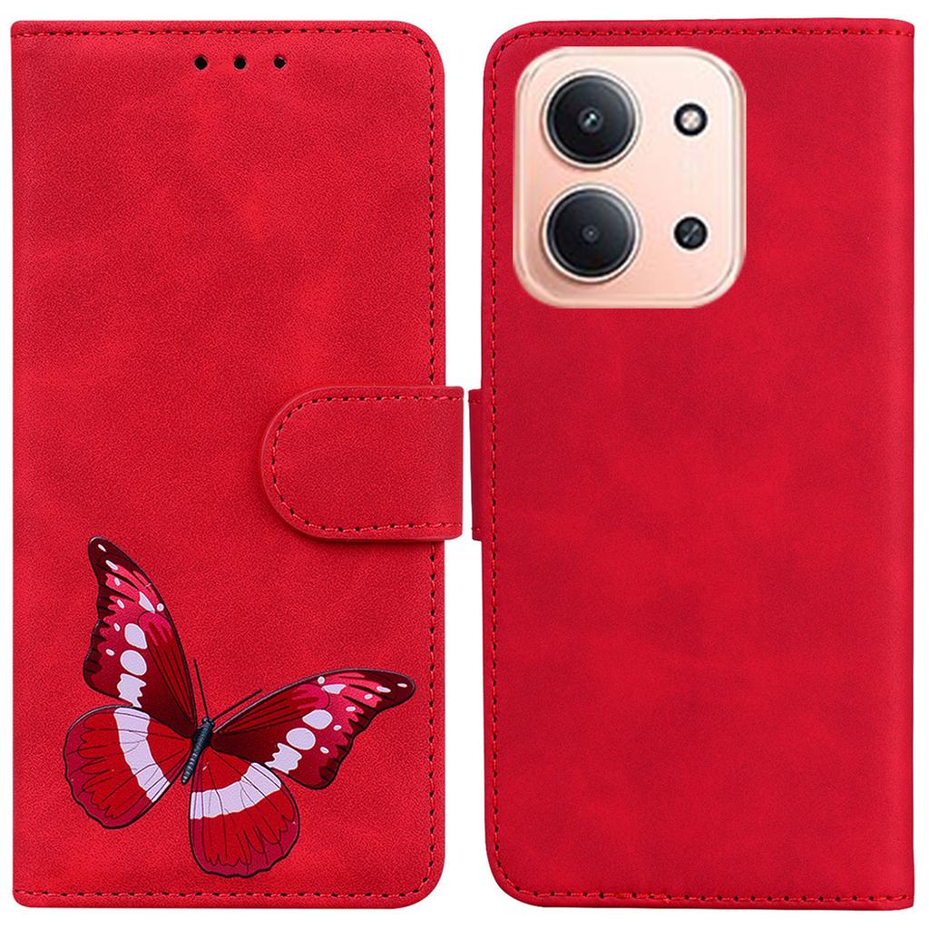 Для Xiaomi Redmi 15C 5G (США) (173мм)/15C 4G (США) (173мм) Чехол-подставка из искусственной кожи с принтом бабочек