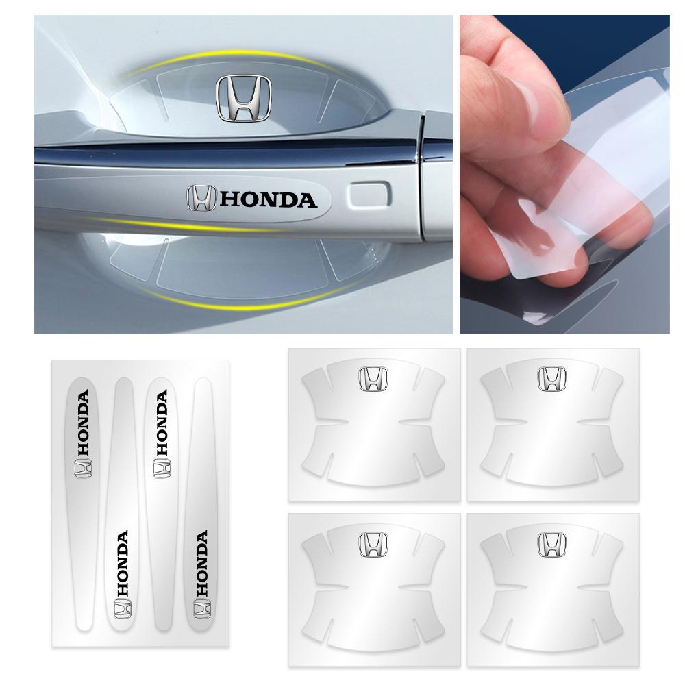 AAAMB1 4/8Pcs Car Door Handle Bowl Scratch Protective Transparent Stickers Auto Exterior Accessories For Honda Civic XR-V HR-V CRV Fit