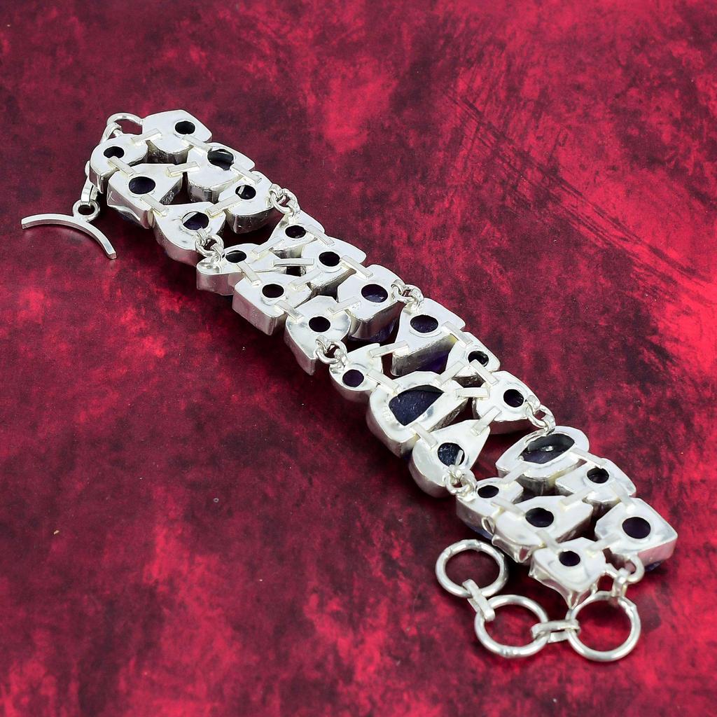 Ювелирные изделия из браслета с грубым аметистом, Ювелирный браслет из стерлингового серебра 925 пробы, Браслет-цепочка Привлекательные украшения из аметиста, Браслет ручной работы для нее