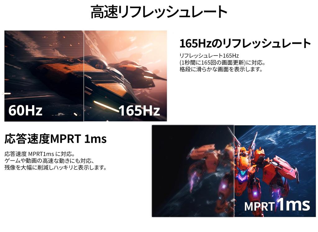 JAPANNEXT Gaming Monitor 165Hz 1ms WQHD 2560x1440 Resolution VA Panel Display Light Angle 27-inch (HDMI/DisplayPort/VESA Compatible/Height