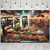 2D фон для фотосессии тайской уличной еды, фон для фотобудки на фестивале еды и в ресторане