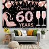 2D Glitter Rose Gold 60th Birthday Party Backdrop for Adult Photo Booth