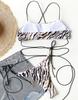 Women's Split Swimsuit Sexy Swimsuit Leopard Print Back Tie Bikini Set