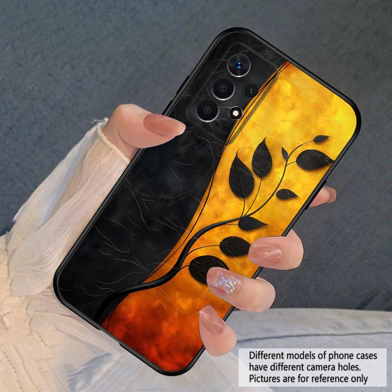 Черный лист Изображение Для Samsung A03 Core A 04 05 06 12 14 15 16 22 23 Galaxy A25 26 4G 34 35 52 53 56 71 73 90 5G мягкий чехол для телефона