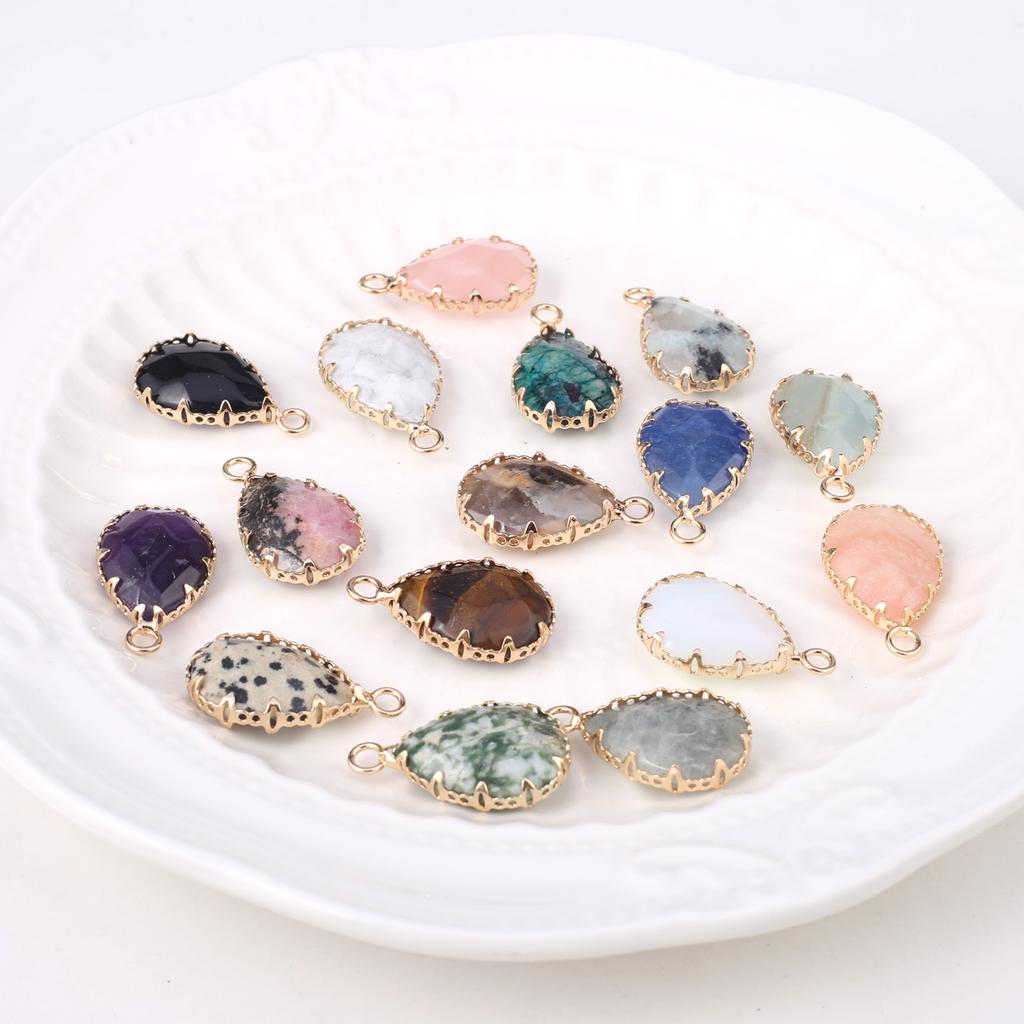 2 шт., небольшой кулон из натурального камня, граненый кулон в форме капли для изготовления ювелирных изделий, ожерелье, серьги, аксессуар для браслета