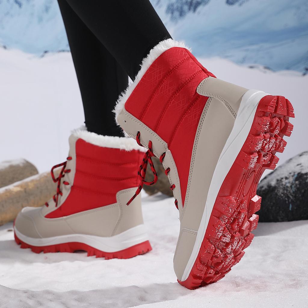 Женские зимние водонепроницаемые ботильоны на платформе, сохраняющие тепло, плюшевые уличные короткие ботинки, нескользящие повседневные кроссовки