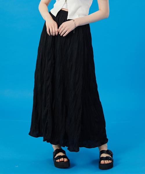 Collet Women Cooling Refrigerator Marmont Pleated Flare Long Skirt [Black] Long Skirt Ver.