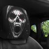 Забавные чехлы на подголовник автомобиля, Защитный чехол на подголовник сиденья с жутким узором, Универсальные дышащие эластичные аксессуары для интерьера автомобиля