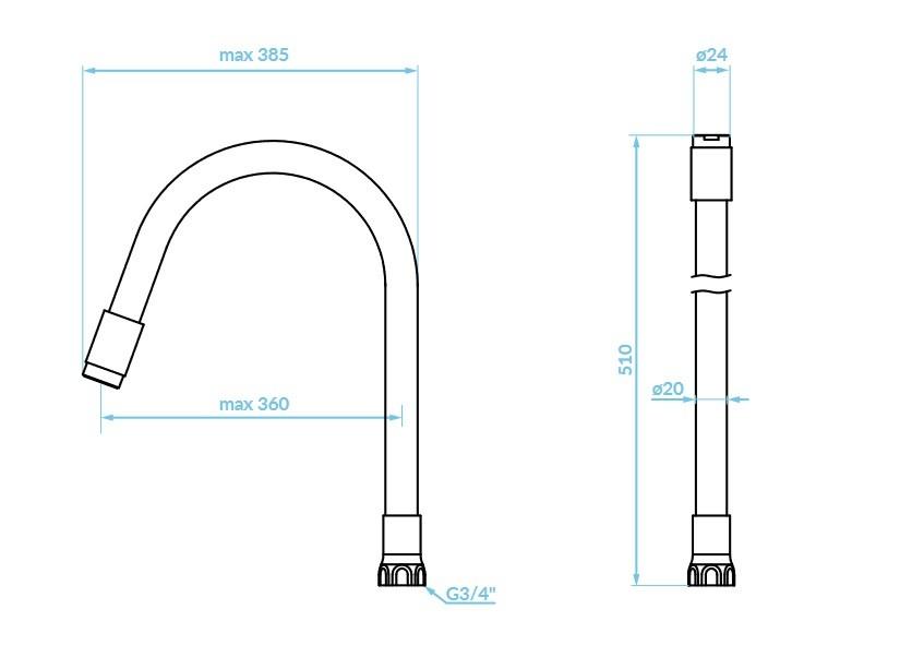 Flexible Spout for Elza Kitchen Faucet White