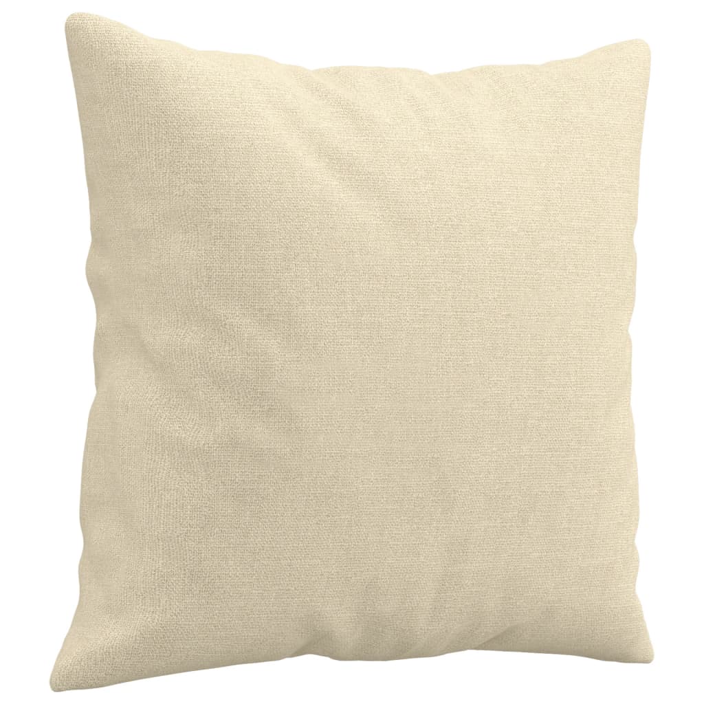 3 Seater Sofa with Decorative Cushions Cream 180 cm Fabric