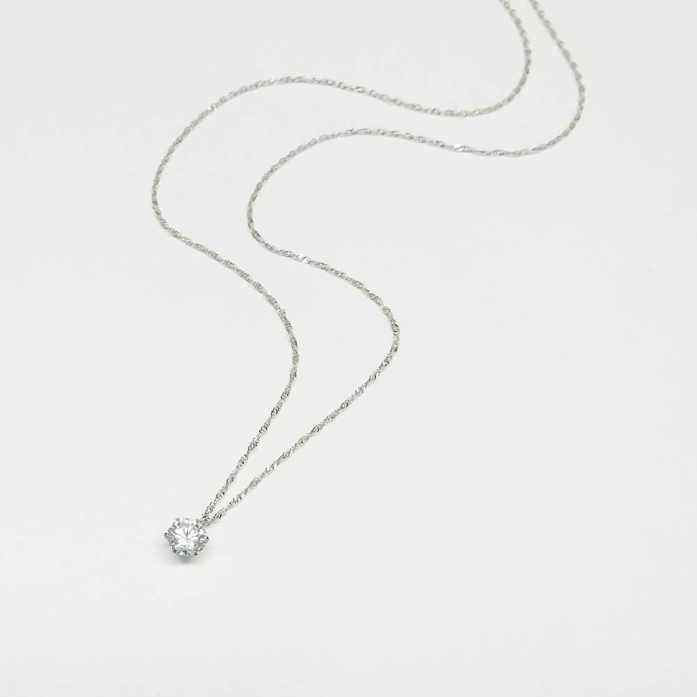 And Me Jewelry Платиновое ожерелье с подвеской в виде одного карата из платины 850 пробы [You Box] 0,50 Цепочка [Камень апреля] [Подарочная упаковка]