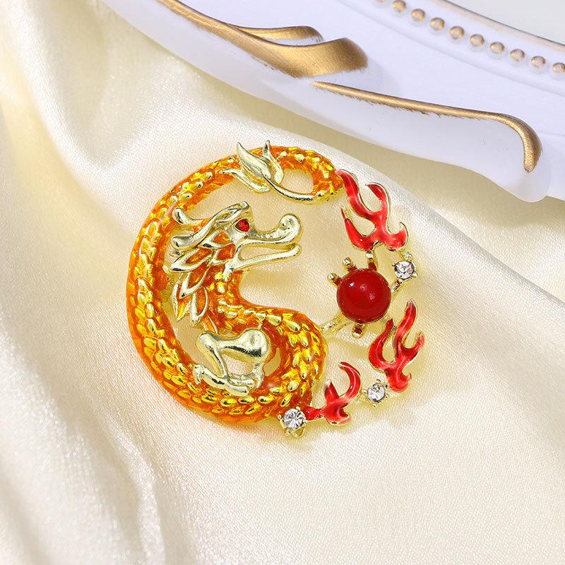 Year Of The Dragon Domineering Chinese Dragon Retro Brooch Men'S And Women'S Trendy Pin Temperament Elegant Brooch Suit Jacket Accessories