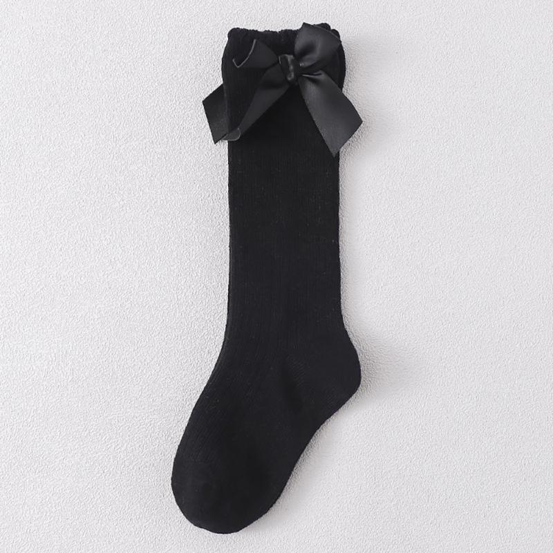 Носки для малышей с кружевным бантом для девочек, длинные мягкие хлопковые кружевные детские носки длиной до колена