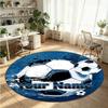 Soccer (1) Theme Round Crystal Velvet Rug Custom Name Text Personalized Floor Mat Home Decor Non Slip Crystal Carpet