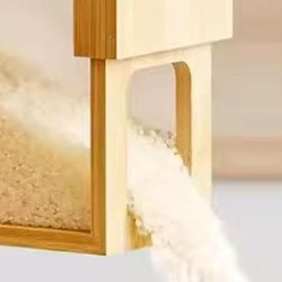 Бамбуковый дозатор для хлопьев с прозрачным окном, дозатор для еды с раздвижной крышкой, контейнер для сухих продуктов для риса, муки, макарон, закусок, организация кухонной кладовой и столешницы