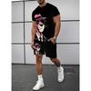 Летний мультяшный анимационный леопардовый принт, модная свободная спортивная одежда для мужчин на каждый день, удобный спортивный костюм-двойка