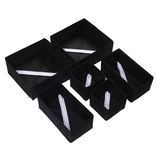 6Pcs/Set Various Sizes Cloth Storage Boxes Collapsible Durable Drawer Organizer Fabric Baskets Bins