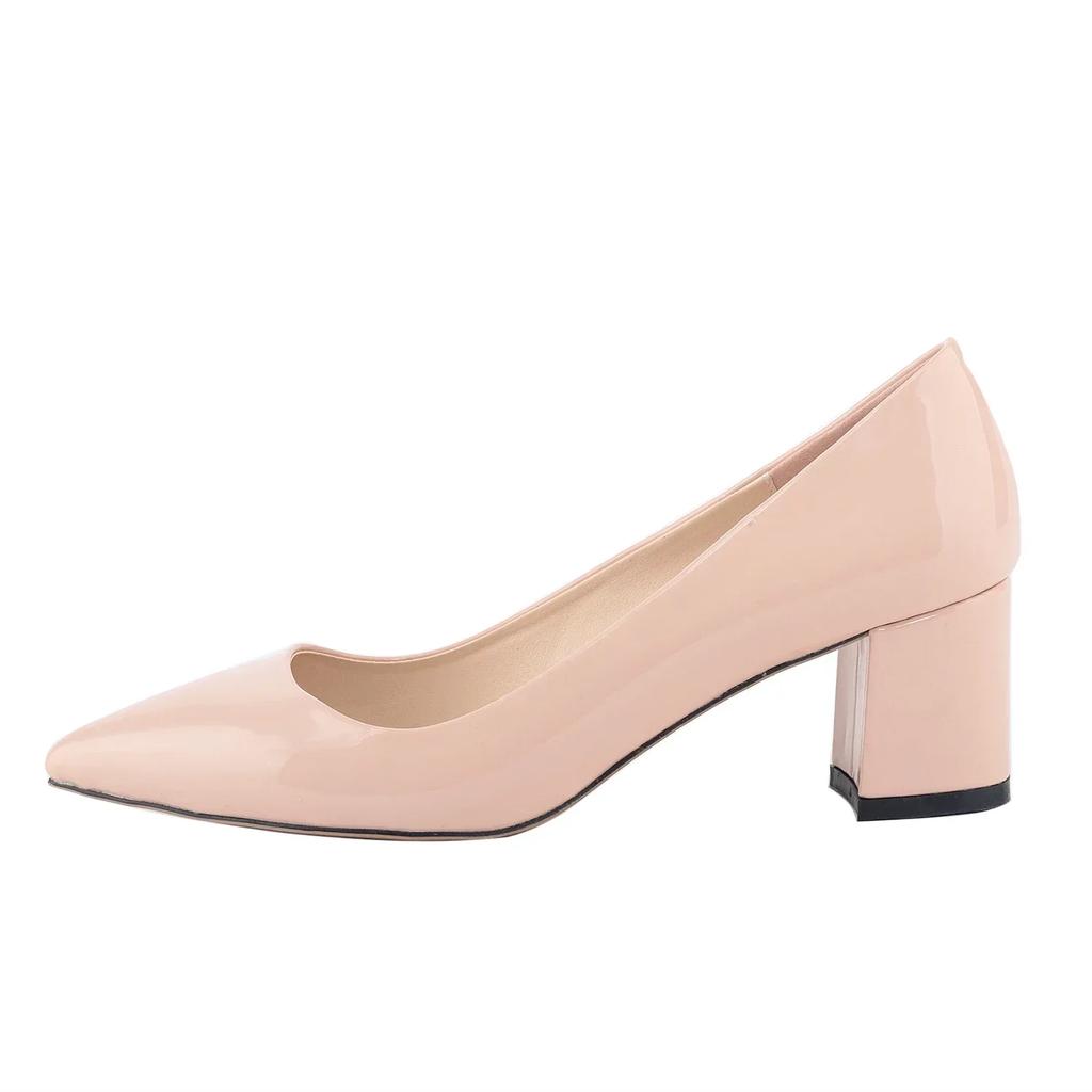 Женские туфли-лодочки Повседневные Остроносые На высоком каблуке Квадратные Женские Офисные Черная кожа Низкий Толстый каблук Светская вечеринка Платье Свадебная обувь