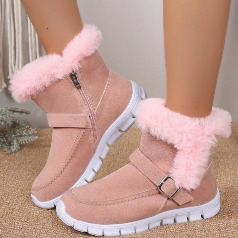 AJGS New Short Plush Suede Ankle Boots Winter Women Fur Warm Chelsea Snow Boots Casual Shoes Flats Gladiator Sport Ladies Boots