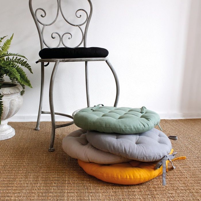 Galette de chaise ronde 38 cm Panama noir
