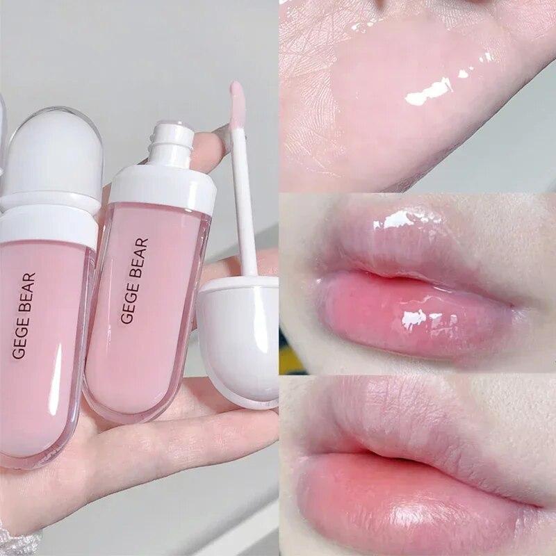 Прозрачный увлажняющий блеск для губ Масло для губ Утолщающая основа Увлажняющий увлажняющий уход Жидкий бальзам для губ Макияж Осветляет линии губ Желе-глазурь