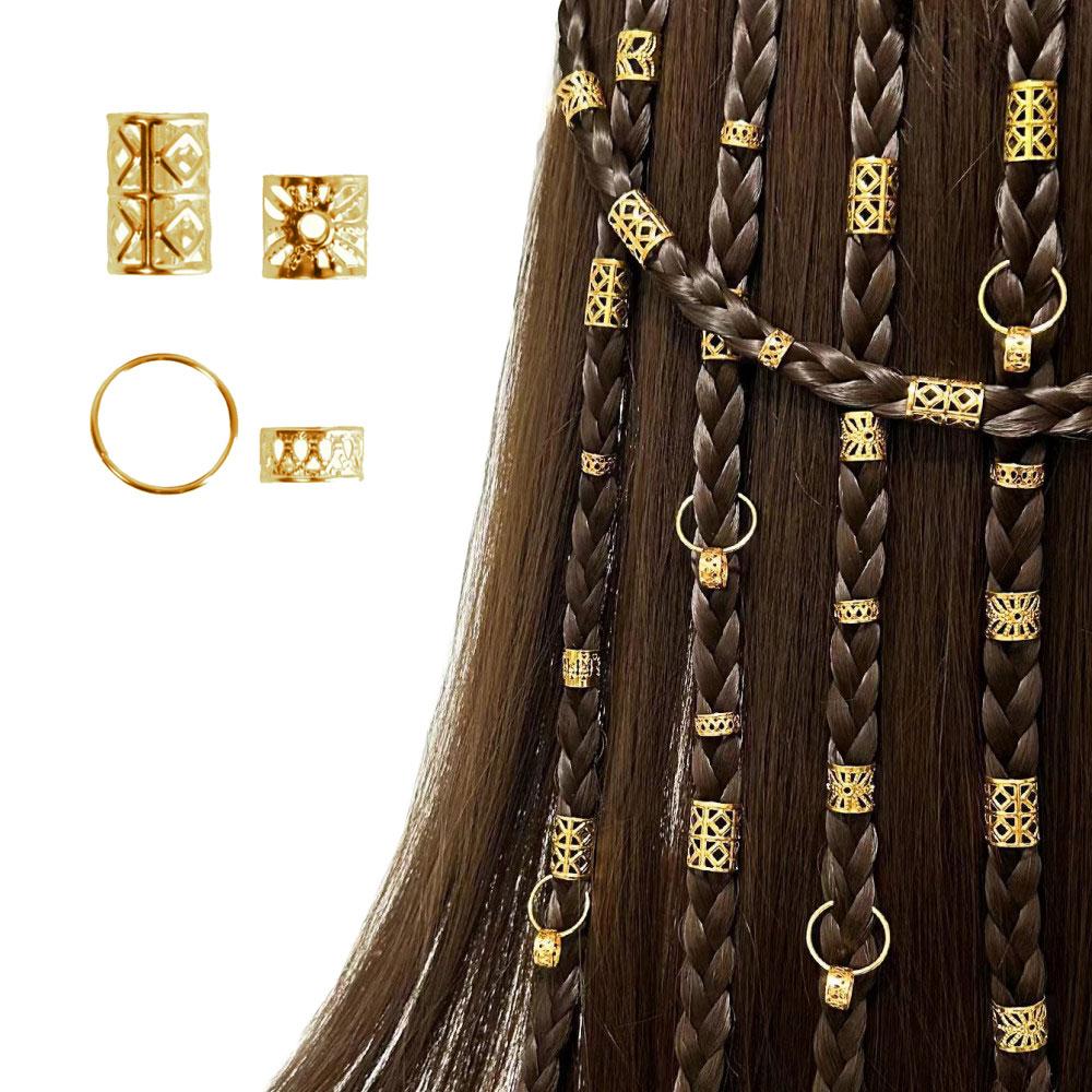 80pcs Dreadlock Hair Beads Alloy Hollow Hair Braid Rings For Girls Women Stylish Hair Jewelry Locks for Braids Hair Accessories