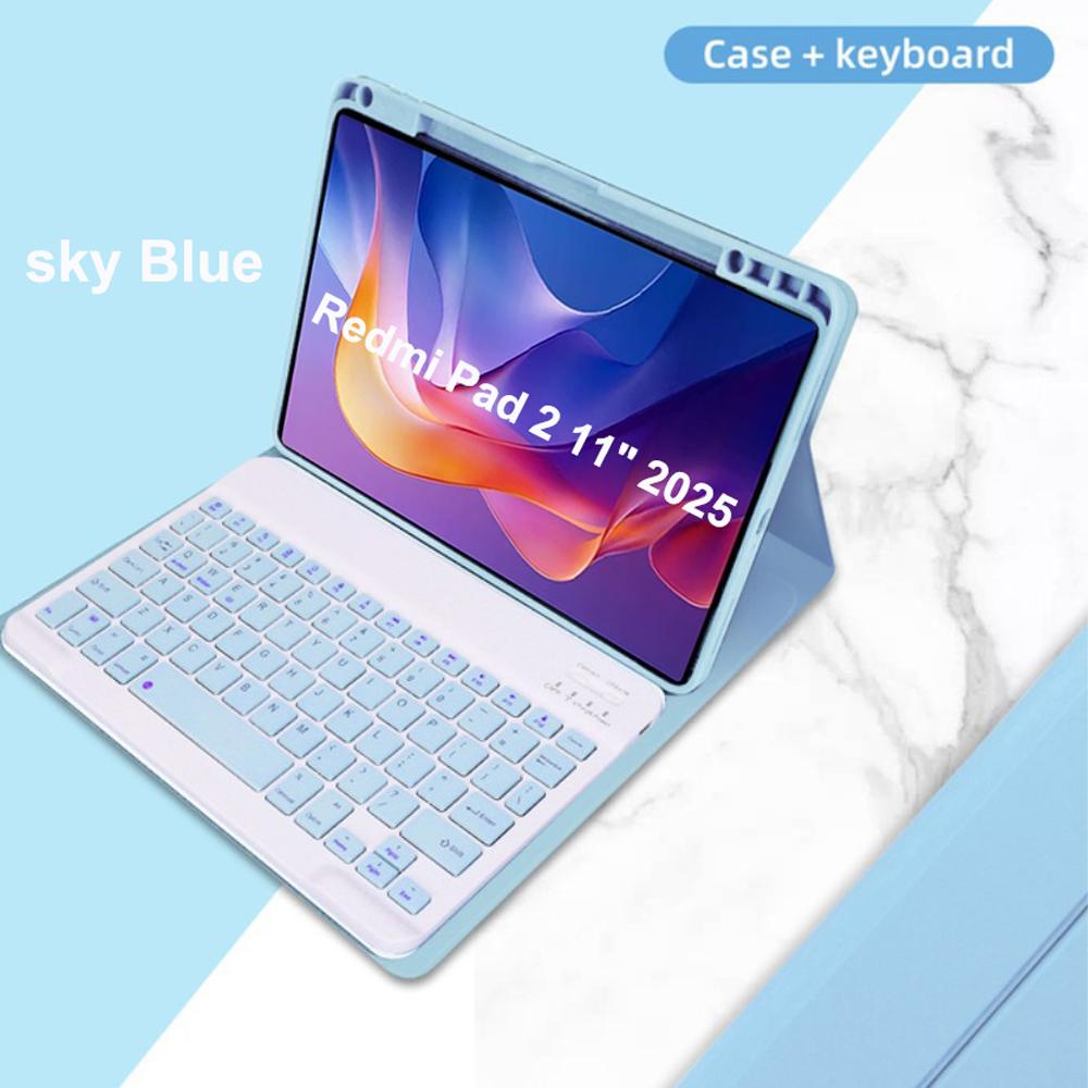 Чехол для Redmi Pad 2 11 дюймов, Чехол-клавиатура Bluetooth для Redmi Pad 2 11 дюймов, Магнитная защитная крышка-клавиатура
