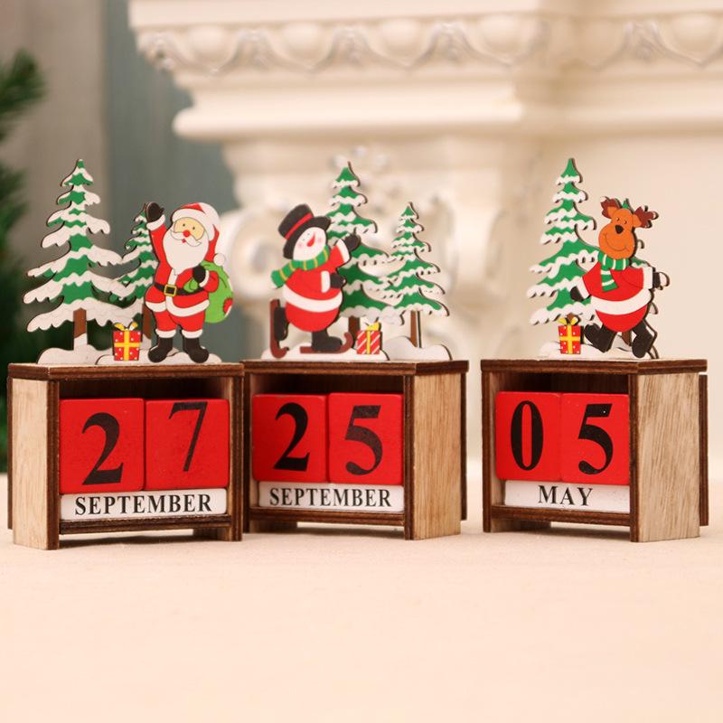 Christmas Decorations Wooden Calendar Table Home Decor Decor Calendar DIY Gifts for Kids