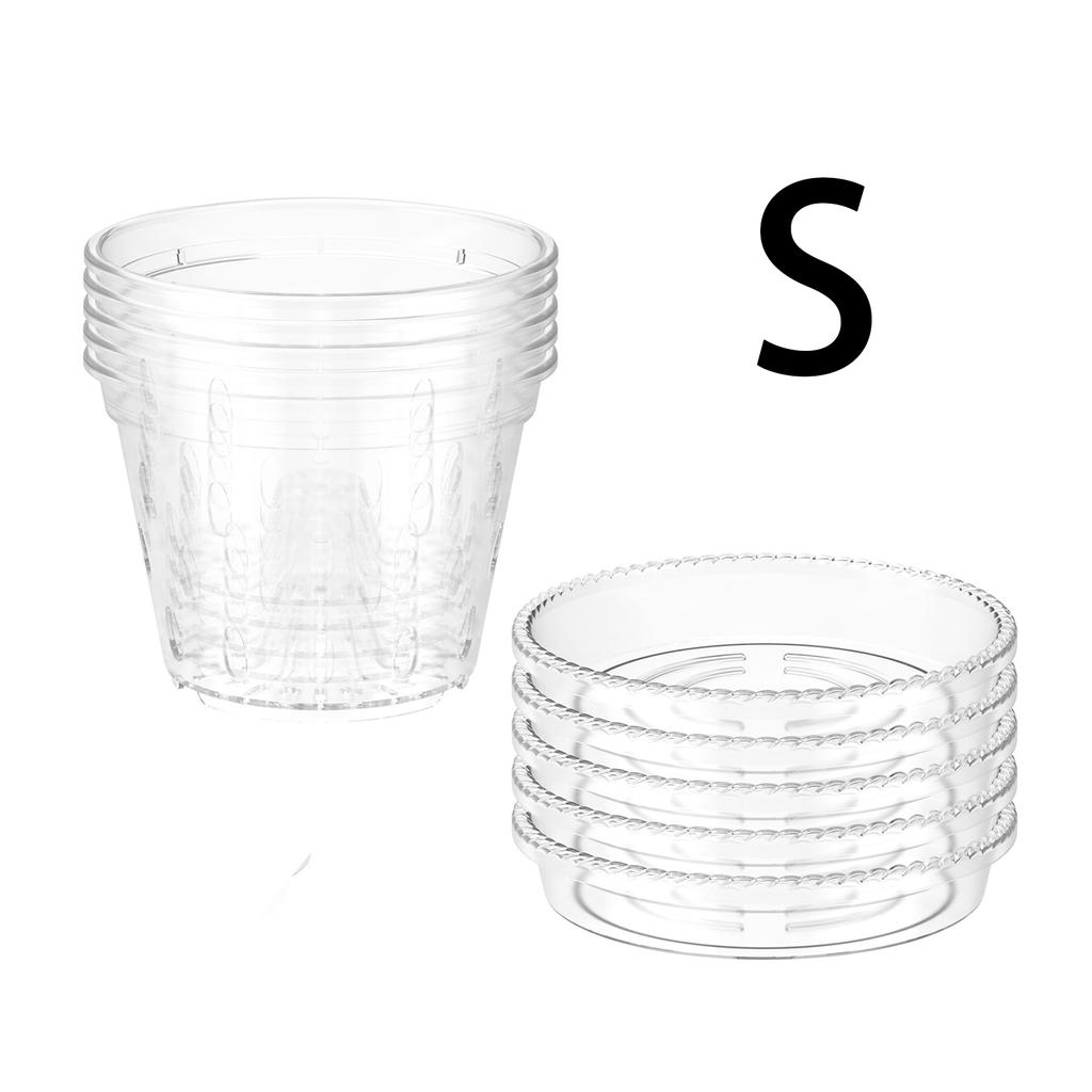 5Pcs Orchid Pot for Repotting 4/5/6 Inch Transparent Slotted Orchid Pots with Holes and Saucers Orchid Flower Plant Repotting