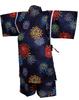 Fireworks Made In Red Summer Summer Room Wear [Warudo] Children's Jinbei, Girls, Kids, Jinbei, Pattern, Navy, Japan, Plum, 100% Cotton, Sizes 90,