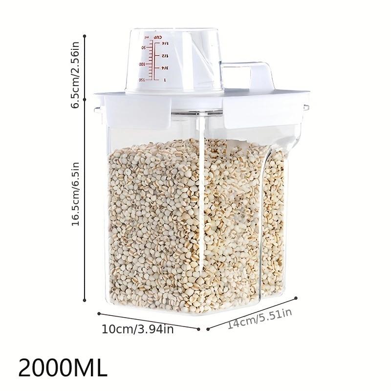 Food Storage Containers with Lids Airtight and Measuring Cup Clear Plastic Kitchen and Pantry Organization Bin for Flour,Rice