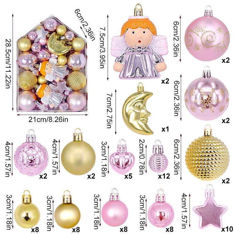 Набор из 72 нерегулярных расписных и гальванизированных рождественских шаров для украшения елки