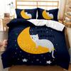 Cat Duvet Cover Set 3D Print Cartoon Animals Pattern Comforter Cover For Kids Boys Girls Polyester Bedding Set King Queen Size