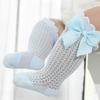 0-2Years Baby Girl Socks with Bow Summer Toddler Baby Cotton Mesh Knee Socks Newborn Infant Non-slip Baby Princess Long Socks