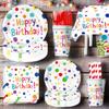 Ensemble Anniversaire Enfant Birthday Celebration Plates Napkins Kids Birthday Party Supplies Colorful Polka Dot Dinnerware Sets
