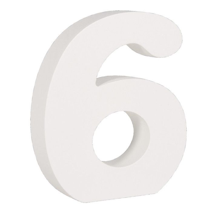 Chiffre 6 MDF Blanc 11 cm