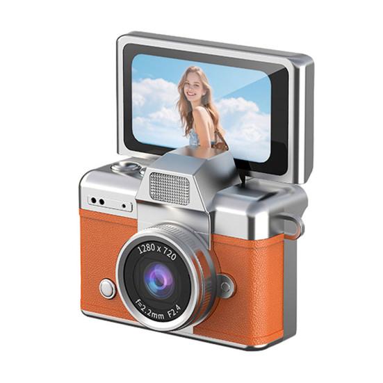 Мини-камера размером с большой палец с откидным экраном, крошечная ретро цифровая камера-брелок с 1,47-дюймовым ЖК-экраном, винтажная