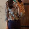 French Niche Retro Printed Floral Shirt Loose Small and Fresh Pastoral Style Shirt for Women with A Retro Hong Kong Flavor for Layering Wear