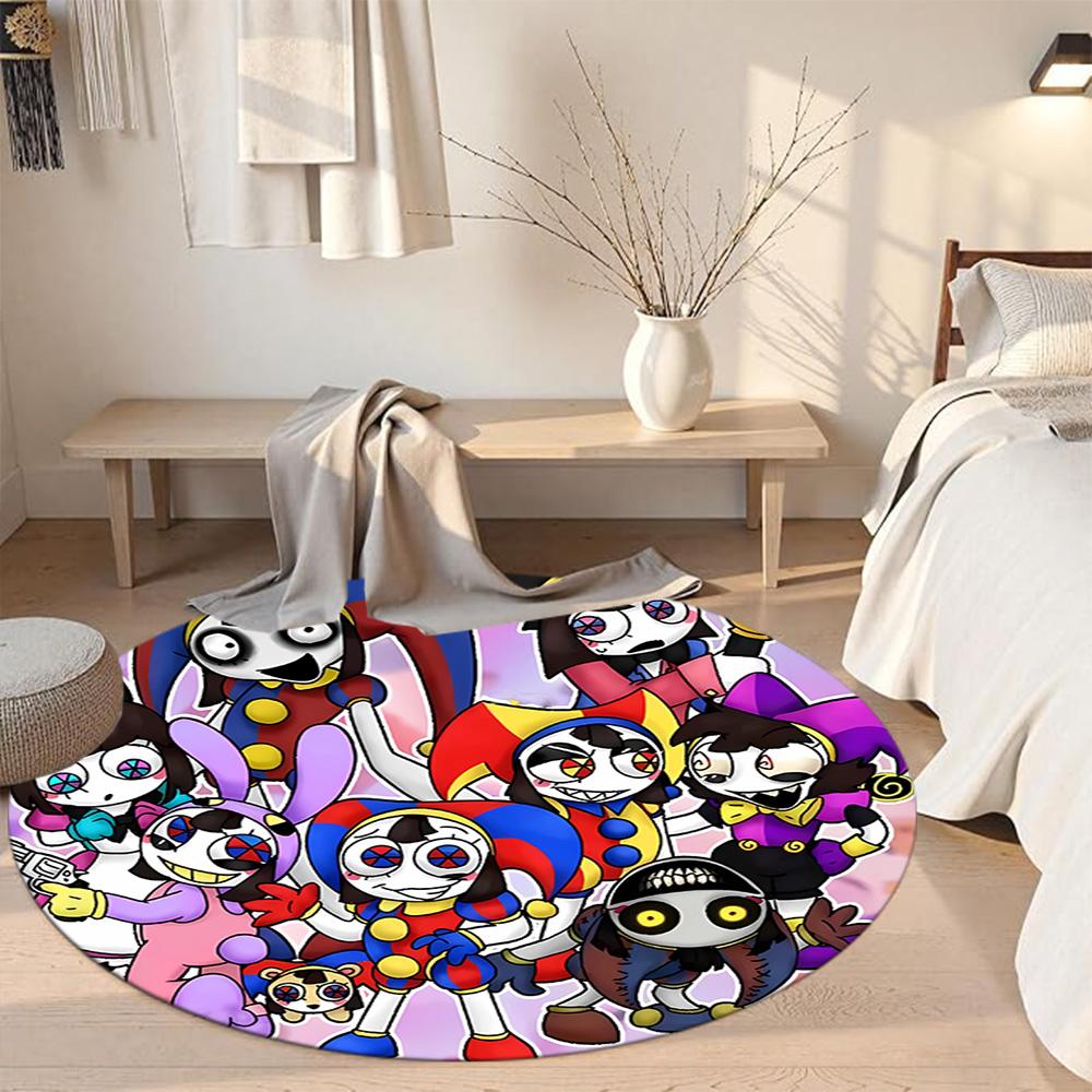 Unicorn Jester Party Round Carpet Suitable for Game Room Kitchen Foyer Balcony Anti-slip Round Rug Anime Office Decor