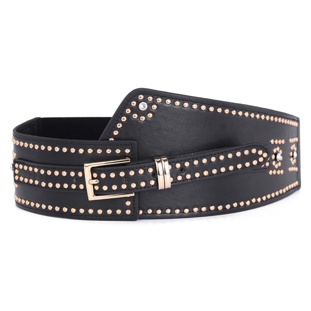 Personalized Design Rivet Wide Waistbands Adjustable Irregular Leather Belt  Skirt Accessories