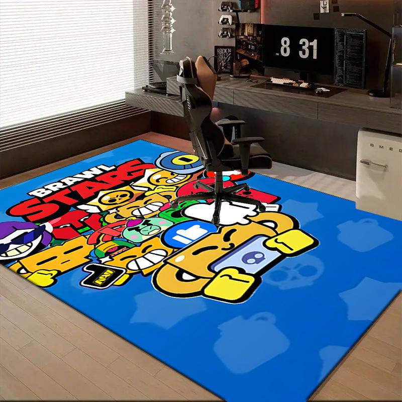 1PC Brawl Stars Rug for Livingroom,Bedroom, Palyroom, Chair Rug, Area rug, Game Carpet, Large Size Rug Fan Christmas gift