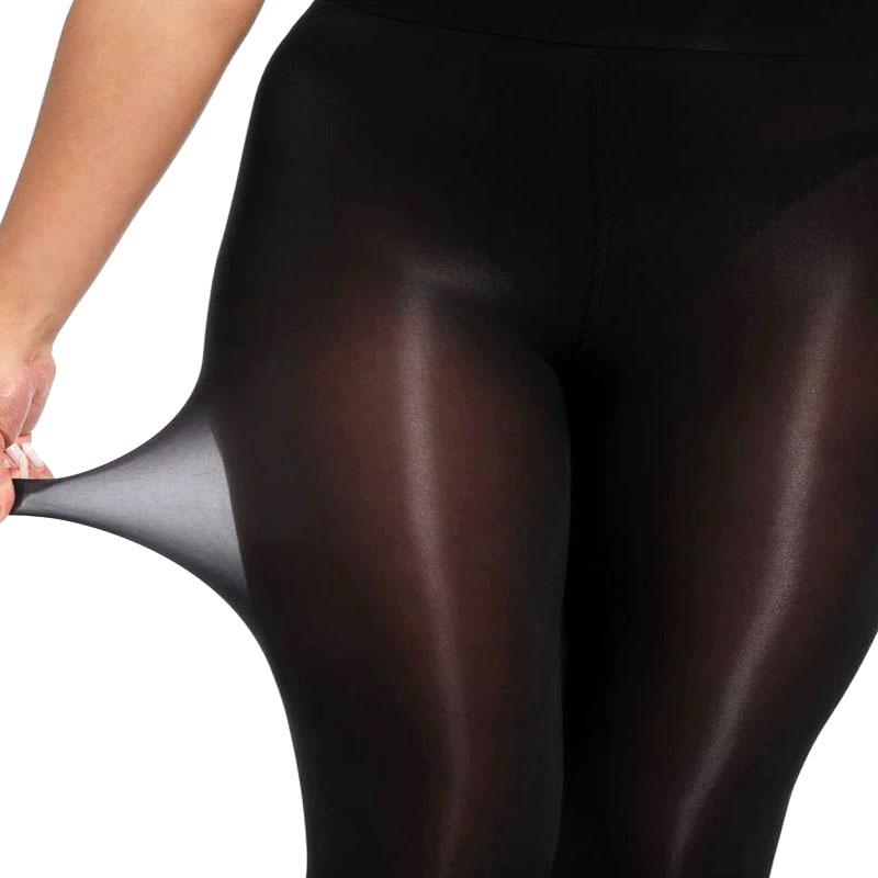 Глянцевые прозрачные колготки большого размера с высокой талией - Смесь нейлона и спандекса