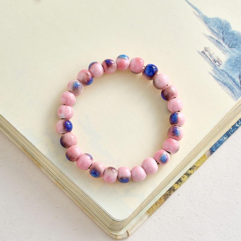 10 мм керамические украшения конфетного цвета полный браслет из бусин эластичный браслет в старинном стиле