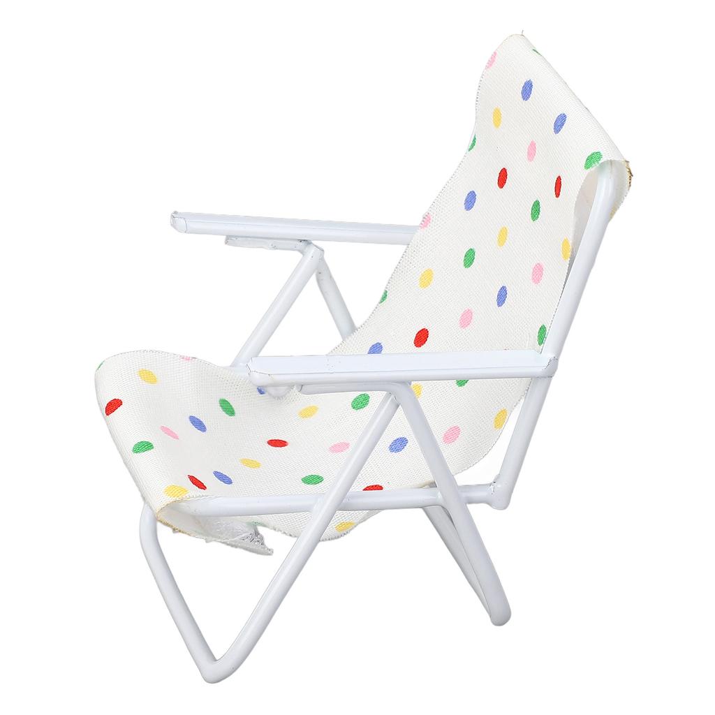 Миниатюрное пляжное кресло Реалистичное Масштаб 1/12 Легкий металлический каркас Складное Кукольный домик Кресло для загара