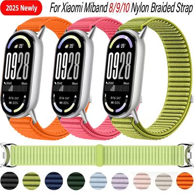 Плетеная нейлоновая петля-ремешок для умных часов Xiaomi Miband 10/9/8 Удобная металлическая пряжка Браслет-ремешок для Xiaomi Mi band 10/9 Ремешок