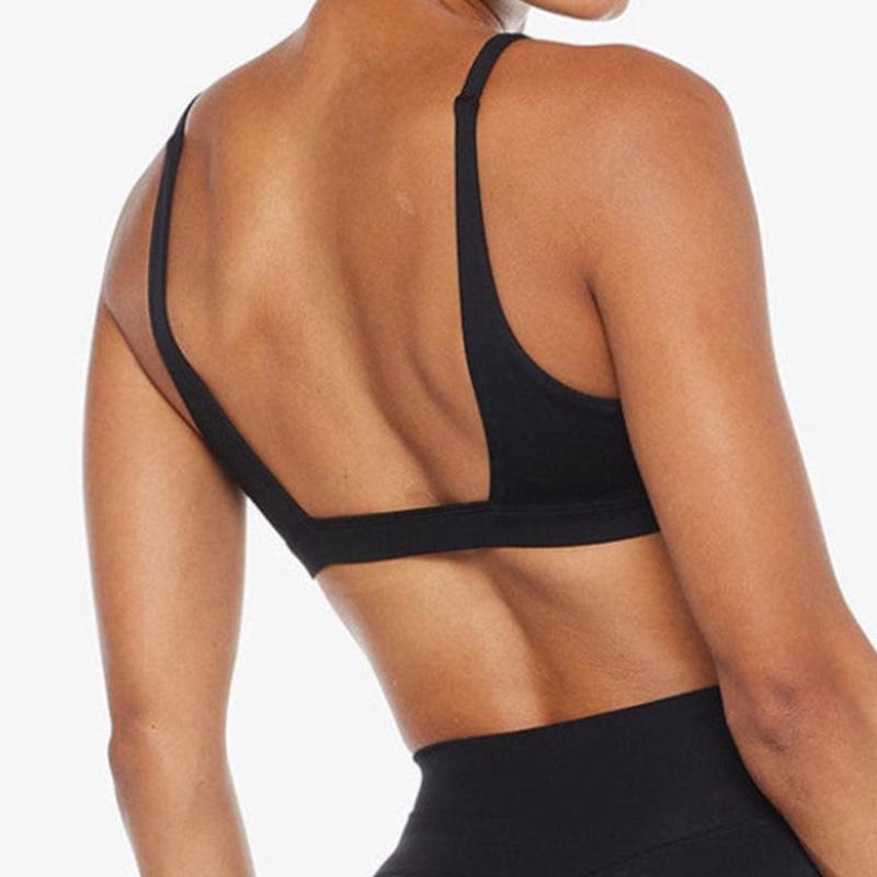 Женский спортивный бюстгальтер для йоги: Трансграничный, сексуальный, с открытой спиной, беспроводной, поддерживающий для бега и фитнеса