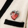 Lovely Animal Heart Enamel Brooch Cartoon Corsage Pin Fashion Decoration for Puss Lovers Gift Alloy Jewelry