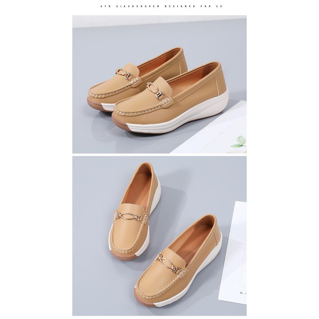 Женская удобная, легкая, дышащая искусственная кожа Face Four Seasons Universal Non Slip Casual Shoes - One Step Step Le Fu Shoes