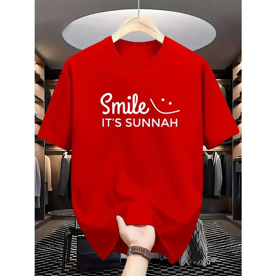 Мужская футболка с принтом надписи Smile - Дышащая, мягкая полиэстеровая повседневная летняя футболка для улицы и на каждый день